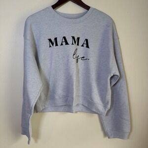 NWT Oat Collective Mama Life‎ Mid Sweatie Graphic Sweatshirt Size S Heather Gray